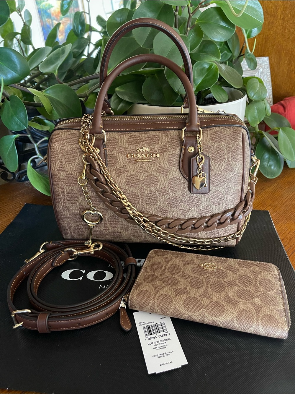 Coach Rowan Satchel with NWT Matching Wallet